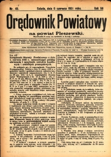 Orędownik Powiatowy na Powiat Pleszewski 1931.06.06 R.58 Nr45