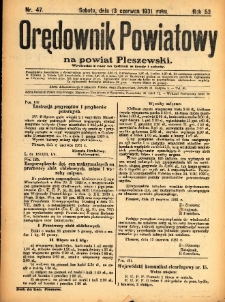 Orędownik Powiatowy na Powiat Pleszewski 1931.06.13 R.58 Nr47