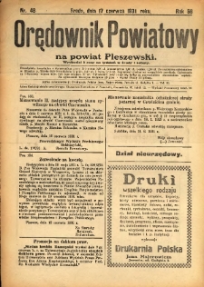 Orędownik Powiatowy na Powiat Pleszewski 1931.06.17 R.58 Nr48