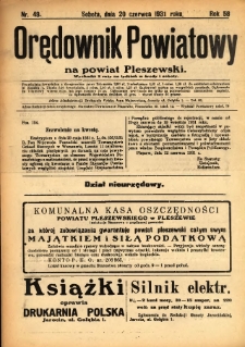 Orędownik Powiatowy na Powiat Pleszewski 1931.06.20 R.58 Nr49
