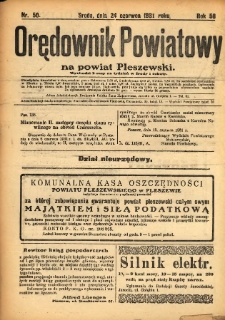 Orędownik Powiatowy na Powiat Pleszewski 1931.06.24 R.58 Nr50