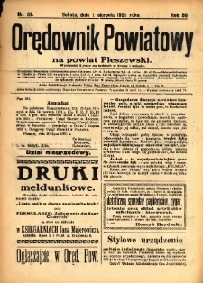 Orędownik Powiatowy na Powiat Pleszewski 1931.08.01 R.58 Nr61