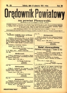 Orędownik Powiatowy na Powiat Pleszewski 1931.08.08 R.58 Nr63