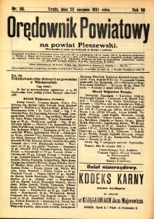 Orędownik Powiatowy na Powiat Pleszewski 1931.08.22 R.58 Nr67