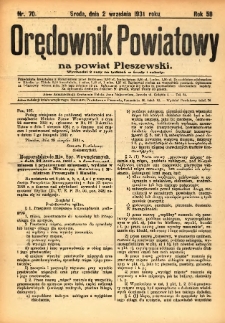 Orędownik Powiatowy na Powiat Pleszewski 1931.09.02 R.58 Nr70