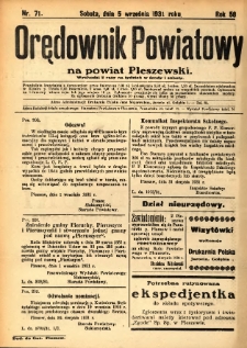 Orędownik Powiatowy na Powiat Pleszewski 1931.09.05 R.58 Nr71