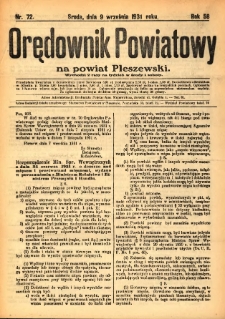 Orędownik Powiatowy na Powiat Pleszewski 1931.09.09 R.58 Nr72