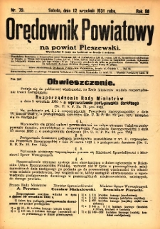 Orędownik Powiatowy na Powiat Pleszewski 1931.09.12 R.58 Nr73