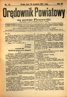 Orędownik Powiatowy na Powiat Pleszewski 1931.09.16 R.58 Nr74