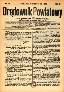 Orędownik Powiatowy na Powiat Pleszewski 1931.09.26 R.58 Nr77