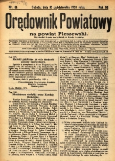 Orędownik Powiatowy na Powiat Pleszewski 1931.10.10 R.58 Nr81