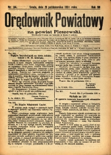 Orędownik Powiatowy na Powiat Pleszewski 1931.10.21 R.58 Nr84