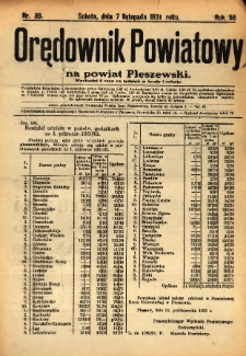 Orędownik Powiatowy na Powiat Pleszewski 1931.11.07 R.58 Nr89