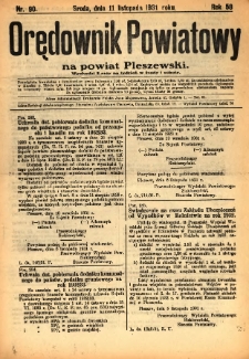 Orędownik Powiatowy na Powiat Pleszewski 1931.11.11 R.58 Nr90