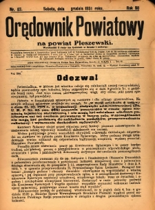 Orędownik Powiatowy na Powiat Pleszewski 1931.12. R.58 Nr97