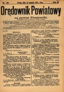 Orędownik Powiatowy na Powiat Pleszewski 1931.12.16 R.58 Nr100