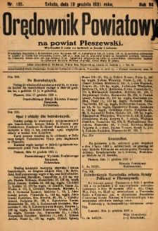 Orędownik Powiatowy na Powiat Pleszewski 1931.12.19 R.58 Nr101