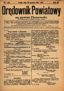 Orędownik Powiatowy na Powiat Pleszewski 1931.12.23 R.58 Nr102