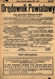 Orędownik Powiatowy na Powiat Pleszewski 1931.12.30 R.58 Nr103