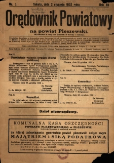 Orędownik Powiatowy na Powiat Pleszewski 1932.01.02 R.59 Nr1