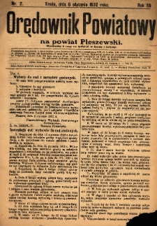 Orędownik Powiatowy na Powiat Pleszewski 1932.01.06 R.59 Nr2