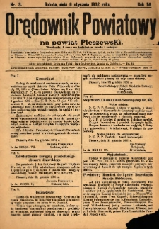 Orędownik Powiatowy na Powiat Pleszewski 1932.01.09 R.59 Nr3