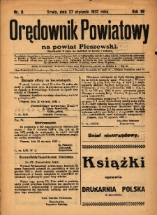 Orędownik Powiatowy na Powiat Pleszewski 1932.01.27 R.59 Nr8