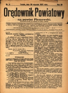 Orędownik Powiatowy na Powiat Pleszewski 1932.01.30 R.59 Nr9
