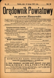 Orędownik Powiatowy na Powiat Pleszewski 1932.02.13 R.59 Nr12