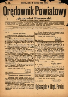 Orędownik Powiatowy na Powiat Pleszewski 1932.03.19 R.59 Nr22