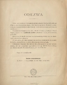 Odezwa [Inc.:] " Celem wprowadzenia w wykonanie zamiaru założenia Dwutygodnika ...