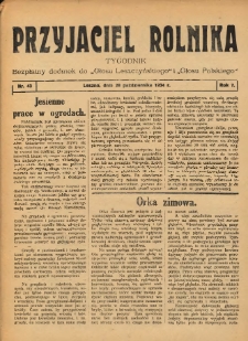 Przyjaciel Rolnika: bezpłatny dodatek do Głosu Leszczyńskiego i Głosu Polskiego 1934.10.28 R.7 Nr43