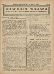 Gospodyni Wiejska: dodatek do „Poradnika Gospodarskiego” 1922.02.26 R.5 Nr9
