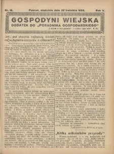 Gospodyni Wiejska: dodatek do „Poradnika Gospodarskiego” 1922.04.30 R.5 Nr18