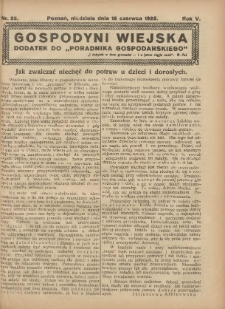 Gospodyni Wiejska: dodatek do „Poradnika Gospodarskiego” 1922.06.18 R.5 Nr25