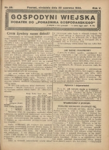 Gospodyni Wiejska: dodatek do „Poradnika Gospodarskiego” 1922.06.25 R.5 Nr26