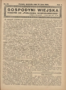 Gospodyni Wiejska: dodatek do „Poradnika Gospodarskiego” 1922.07.23 R.5 Nr30