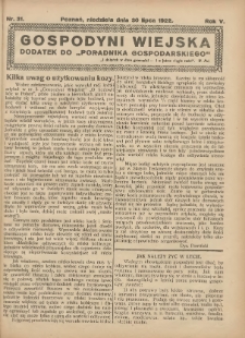 Gospodyni Wiejska: dodatek do „Poradnika Gospodarskiego” 1922.07.30 R.5 Nr31