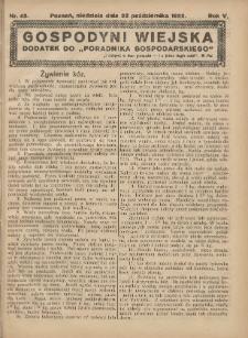 Gospodyni Wiejska: dodatek do „Poradnika Gospodarskiego” 1922.10.22 R.5 Nr43