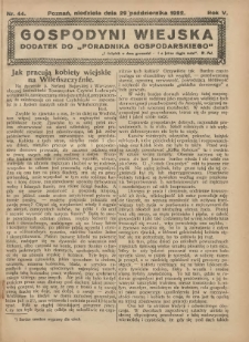Gospodyni Wiejska: dodatek do „Poradnika Gospodarskiego” 1922.10.29 R.5 Nr44
