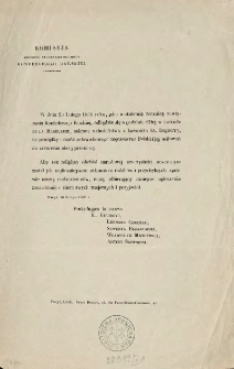[Zawiadomienie Inc.] " Komissja Obchodu Stuletniej Rocznicy Konfederacji Barskiej W dniu 29 lutego 1868 roku ..."