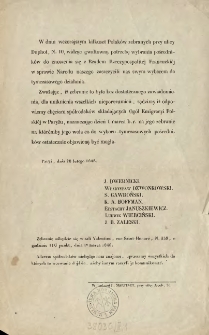 [Zawiadomienie Inc.:] " W dniu wczorajszym kilkuset Polak&oacute;w zebranych przy ulicy Duphot, N. 10 ..."
