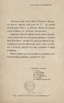 [Zaproszenie Inc.:] " Komisja opieki na grobami Polskiemi w Paryżu, ma zaszczyt zaprosić ..."