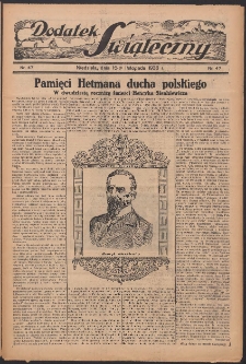 Dodatek Świąteczny: tygodniowy dodatek do Gońca Nadwiślańskiego 1936.11.15 Nr47