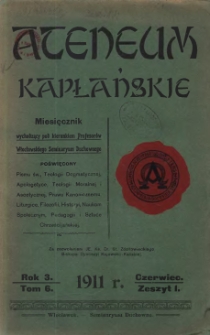 Ateneum Kapłańskie. 1911 R.3 T.6 z.1
