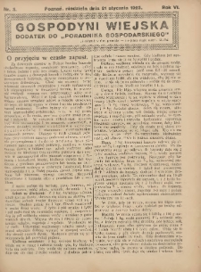 Gospodyni Wiejska: dodatek do „Poradnika Gospodarskiego” 1923.01.21 R.6 Nr3