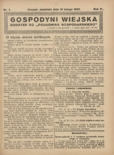 Gospodyni Wiejska: dodatek do „Poradnika Gospodarskiego” 1923.02.18 R.6 Nr7