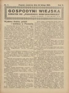 Gospodyni Wiejska: dodatek do „Poradnika Gospodarskiego” 1923.02.25 R.6 Nr7