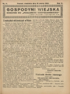 Gospodyni Wiejska: dodatek do „Poradnika Gospodarskiego” 1923.03.18 R.6 Nr11