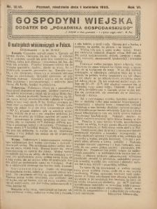 Gospodyni Wiejska: dodatek do „Poradnika Gospodarskiego” 1923.04.01 R.6 Nr12-13